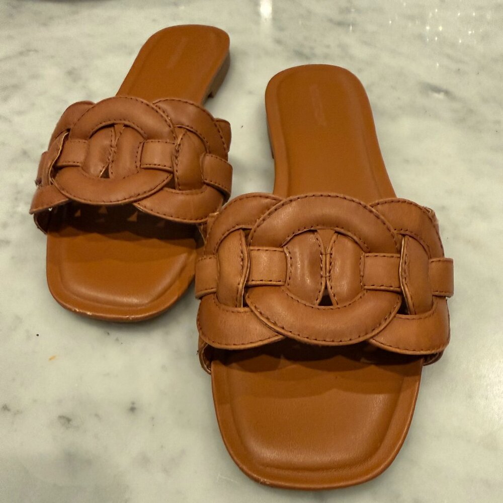 Nordstrom Carolina Slide Tan Toffee Size 8 Sandals classic coastal boho chic